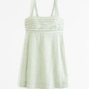 The A&F Emerson Linen-Blend Dress Skort | Green Stripe